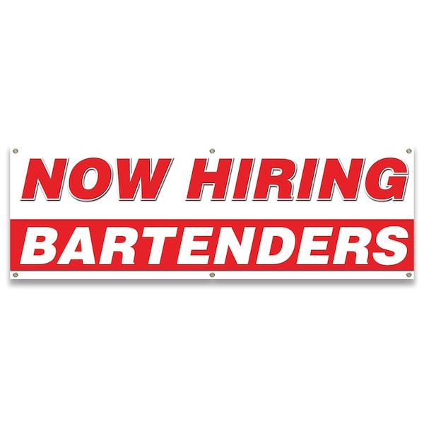 Now Hiring Bartenders Banner Apply Inside Accepting Application Single Sided